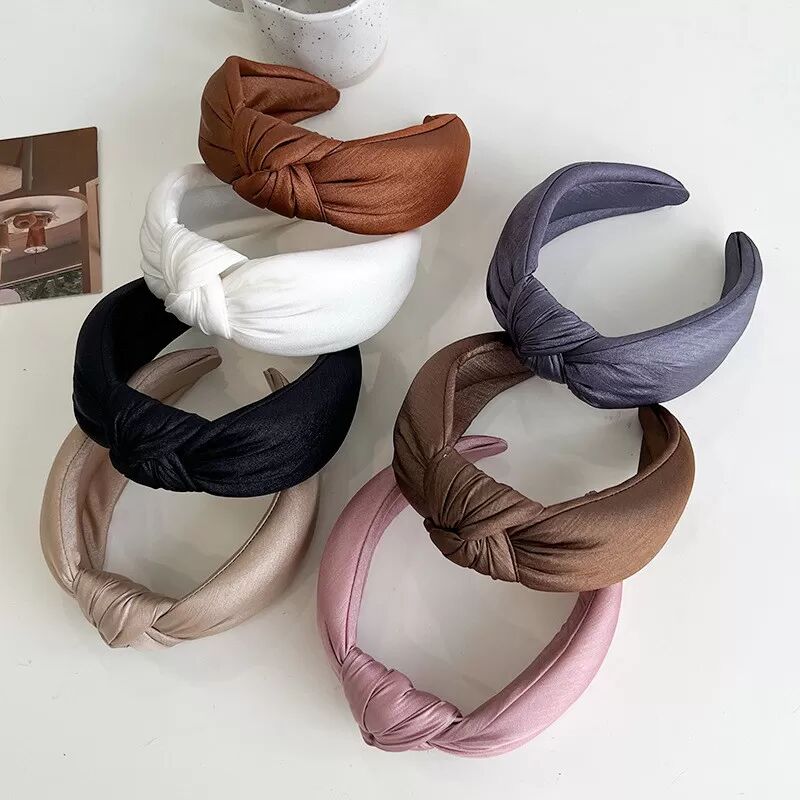 INF Ensemble de 7 bandeaux noués - Noir, marron, blanc, rose, violet, beige et café