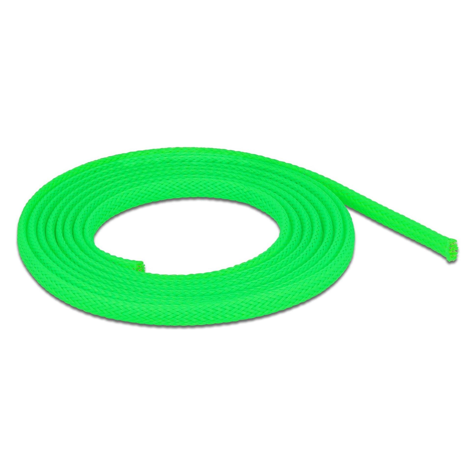 Delock Geflechtschlauch dehnbar 2 m x 6 mm grün (Kabelschlauch, 200 cm) (20739)