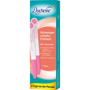 Duchesse Schwangerschaftstest Frühtest, 99% zuverlässig, 10 mIU/ml, Ergebnis in 3 min, Teststreifen, 2 Stück