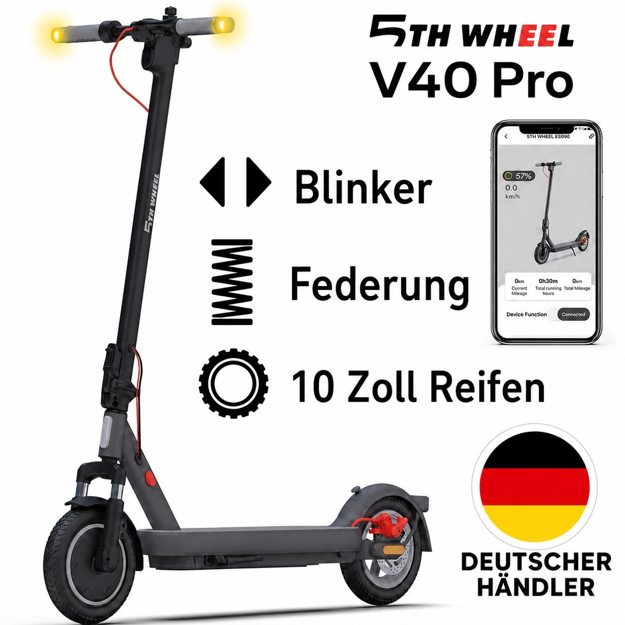 E-Scooter 5th Wheel V40 Pro ABE 400W vollgefedert 40km Reichweite