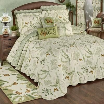 Touch of Class Butterfly Eden Grande Bedspread Eggshell, California King, Eggshell