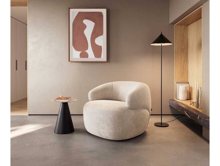 Fauteuil lounge Nova 88x88 cm velours côtelé Beige