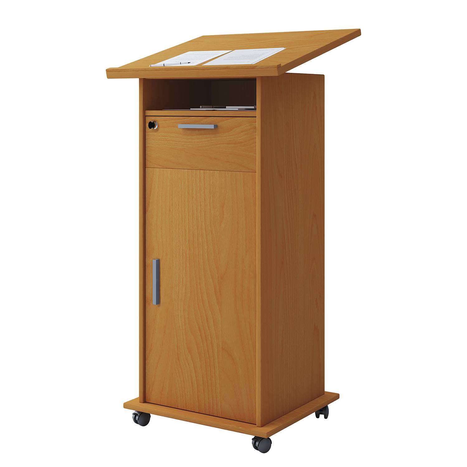 home24 Lessenaar Meeta II Bureau, Bruin/Beukenhouten look, B: 120 cm, D: 60 cm, H: 50 cm
