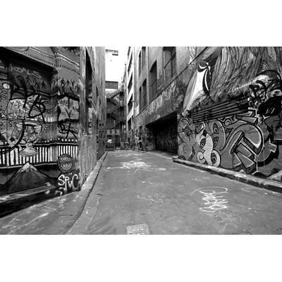 Fototapete PAPERMOON "New York, Bronx, Hinterhof, Feuerleiter Schwarz & Weiß", schwarz (schwarz, weiß), B:2m L:1,49m, Vlies, Tapeten