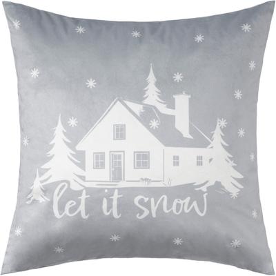 Dekokissen PAD "SNOWY", grau (light grau, gemustert), B:50cm L:50cm, Polyester, Dekokissen_Sitzkissen_Kissenhüllen, Verschneites Winterdesign für eine gemütliche Atmosphäre