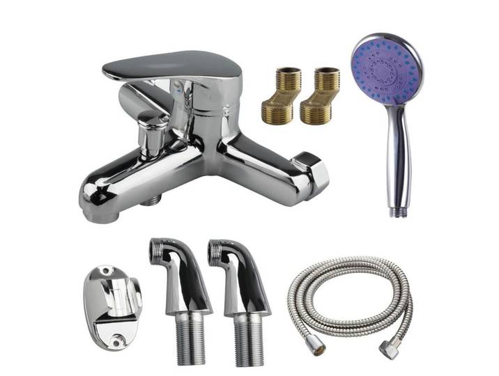 Badewannenarmatur Wandmontage Einhandmischer mit Duschfunktion, Mehrfarbig, Metall, 8x2.5x20 cm, Badezimmer, Waschbecken & Armaturen, Armaturen