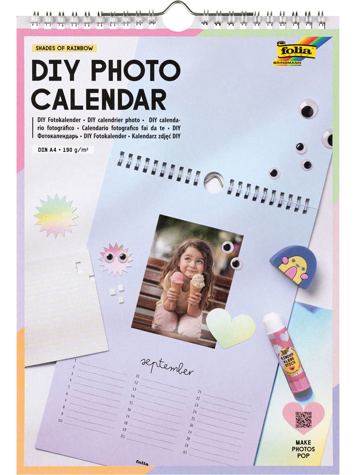 folia PAPER Fotokalender-Bastelset ''Shades of Rainbow'' - ab 3 Jahren - onesize
