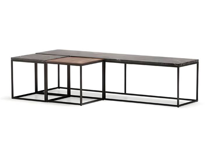 JVmoebel Couchtisch Modernes Couchtisch-Set aus grauem Metall mit minimalistischer Eleganz (Set, Couchtisch, 2x Couchtisch), Made in Europe