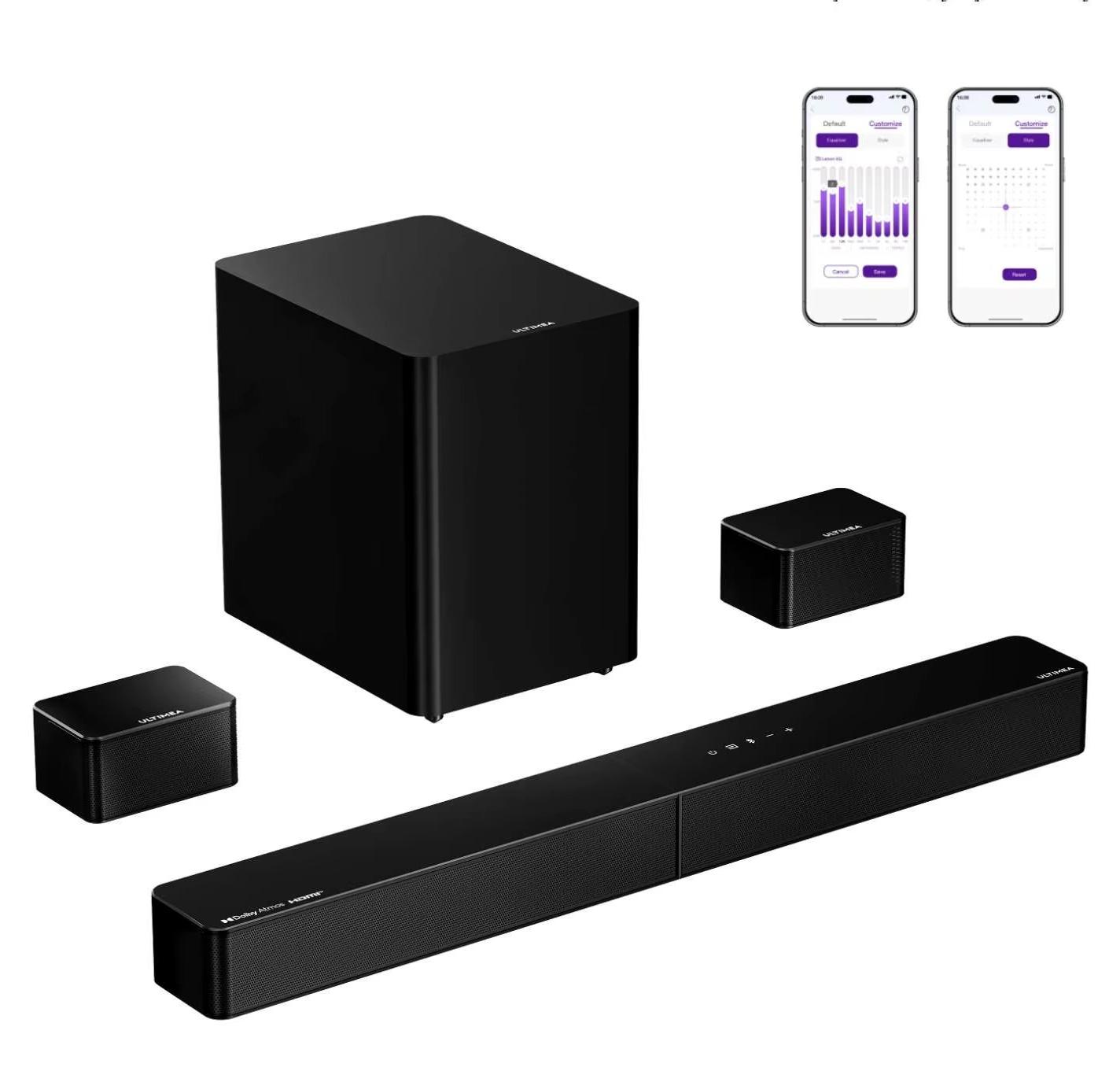 Soundbar - Poseidon M100 - Dolby Atmos - 7.1-Kanal-Sound - Kabellose Rear-Lautsprecher - Kabelloser 16,5-cm-Subwoofer - EU-Stecker
