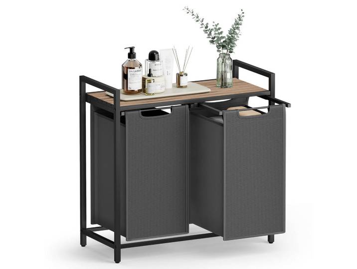 Boxxx Wäschekorb, Grau, Eichefarben, Metall, 92 l, rechteckig, 73x72x33 cm, Tragegriffe, Haushalt & Reinigung, Wäschepflege, Wäschekörbe & Wäschetonnen