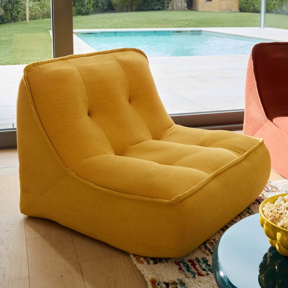 Oviala Sillón de tela 90x80x70 cm amarillo
