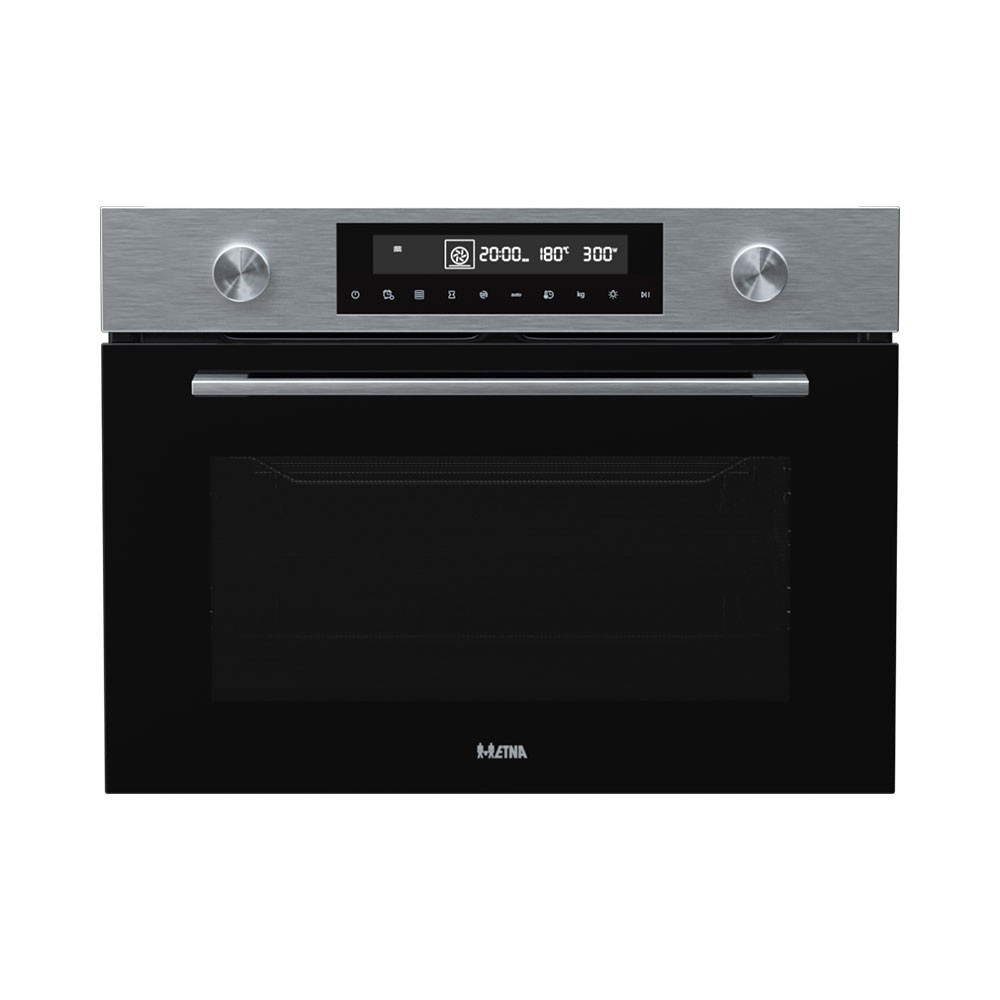 Etna CM450RVS Inbouw magnetroncombinatie met grill, Grijs/Zilver