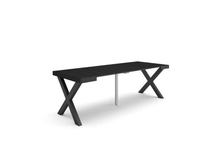 Table console extensible - SKRAUT HOME - 220 - Pieds bois massif - Noir