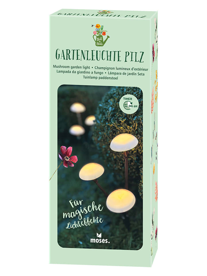 moses. Gartenleuchte "Pilz" in Braun/ Weiß - (H)40 cm - onesize