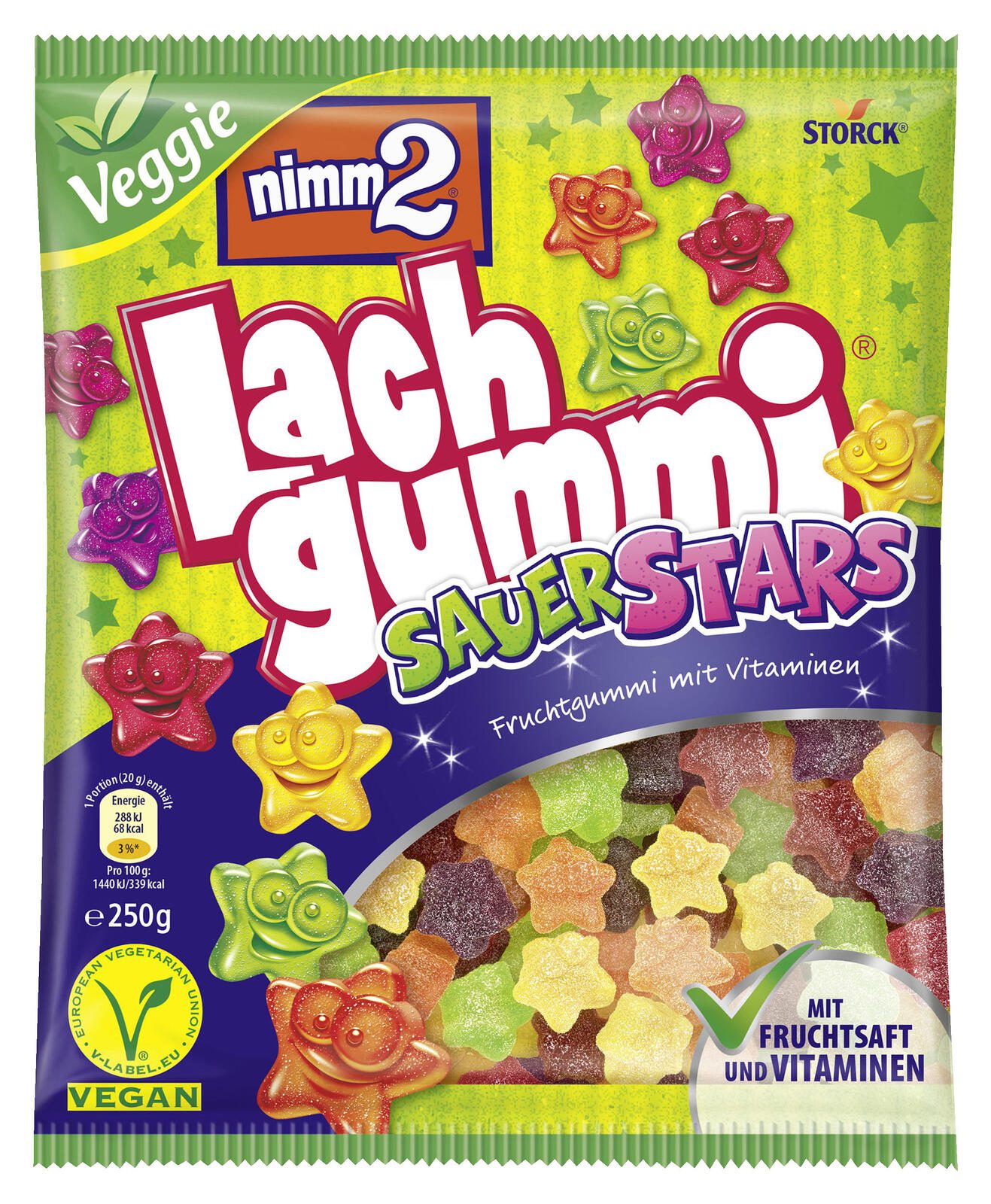 nimm2® Lachgummi Sauer Stars Fruchtgummi 250,0 g 388534