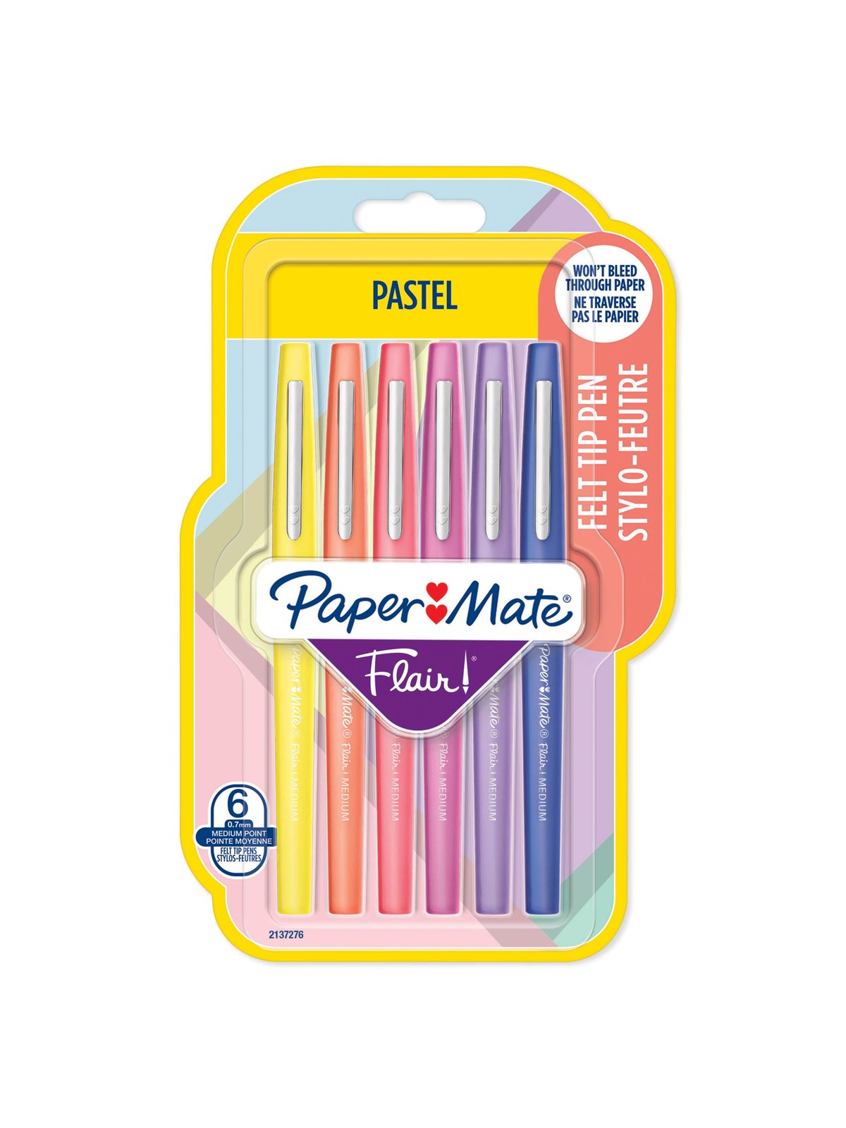 Paper Mate Flair Filzstifte | mittlere Spitze (0,7 mm) | gemischte Pastellfarben | 6 Stück