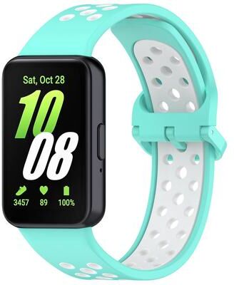 Everyday Crate XDfind Samsung Galaxy Fit 3 Silicone Watch Band Two Color Breathable Watch Strap teal White