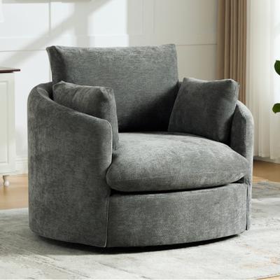 unbranded Chenille Upholstered Swivel Barrel Accent Chair, Sofa Chair Club Chair With Pillows