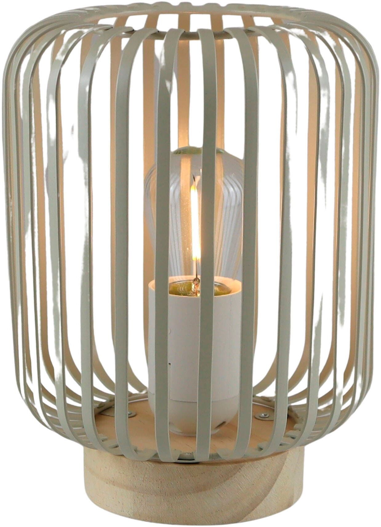 LED Dekolicht AM DESIGN "LED Laterne natur, mit Timer", beige (natur), H:19cm Ø:14,2cm, Leuchten, LED Dekolicht, Batteriebetrieb