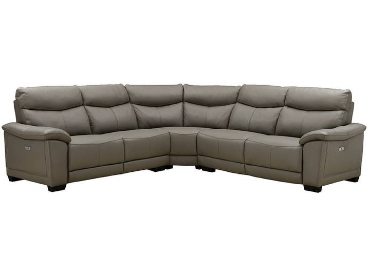 Ecksofa ATHOME Echtleder / Synthetisches Leder taupe