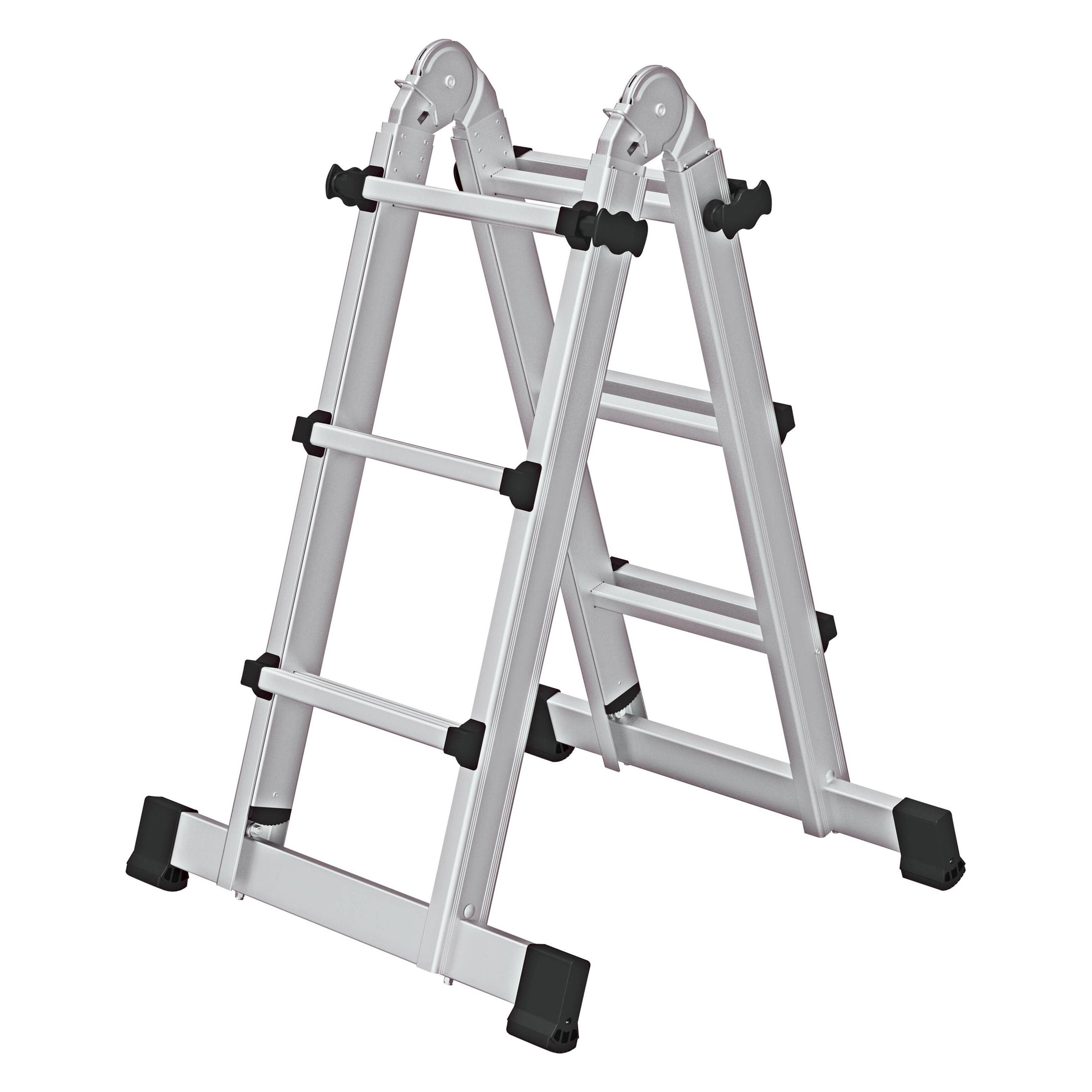Munk Teleskopleiter 4-teilig mit Traverse 4x3 Sprossen (Teleskopleiter) (032121)