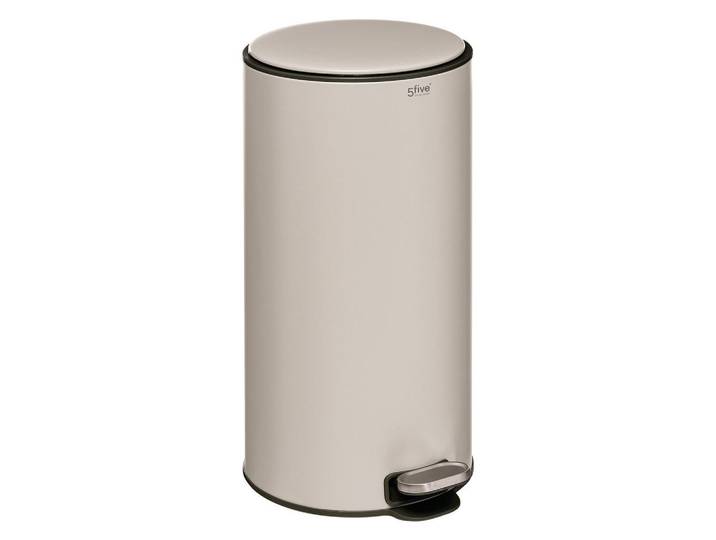 5five Simply Smart Metallmülleimer mit Geruchsbeseitiger Argile Delta 30 l 39/33/62 cm, Beige, Metall, Rund, 33x62x39 cm, Badaccessoires, Abfalleimer