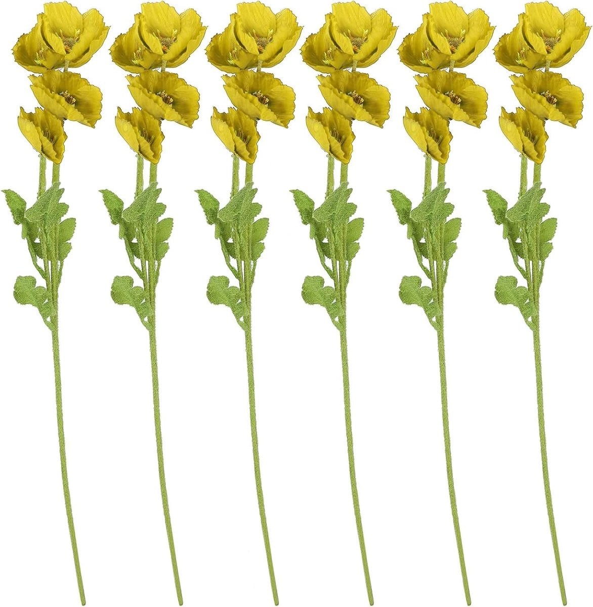 Kunstige Klaprozen Zijden Bloemen Boeket Geel - 58,5 cm