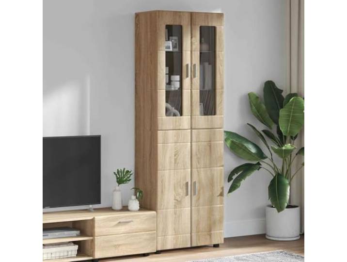 HKQWPBF Highboard Florin 60 x 35 x 182 cm Sonoma-Eiche Holzwerkstoff Matte Oberfläche, robustes Material, klare Linien, vielseitig nutzbar, pflegeleichte Reinigung