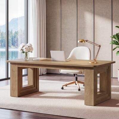 BLUEBELL "63"" Wooden Executive Desk with Heavy Duty Legs, Farmhouse Computer Writing for Home Office"