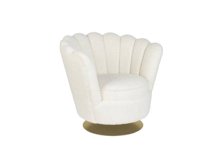 Drehbarer Design Sessel „Mother of all Shells“ Samt Weiss, Gold Bold Monkey