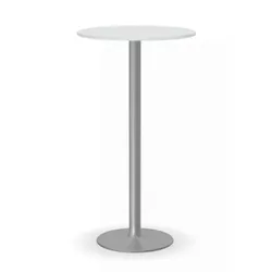 Cocktailtisch, Partytisch OLYMPO II, Durchmesser 60 cm, graues Fußgestell, weiße Platte