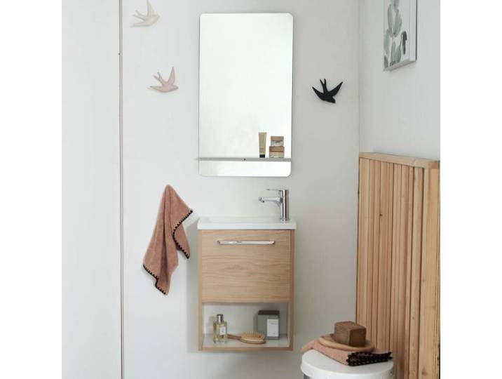 Ensemble lave-mains NIKA avec niche robinet et miroir tablette