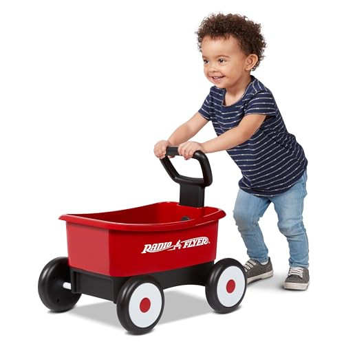Radio Flyer Push & Pull Walker Wagon 2-in-1 loopwagen voor kinderen, rood