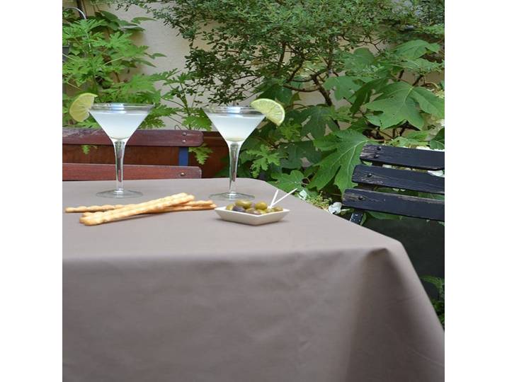 Nappe enduite taupe ovale 160 x 200 cm
