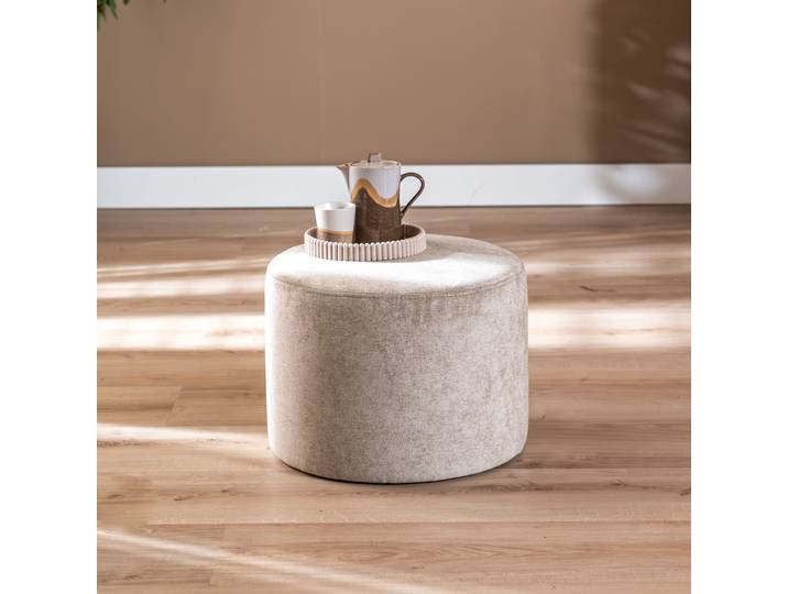 Bronx71 Hocker Myles Stoff rund taupe