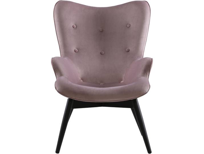 Sessel Tarik Rose, Schwarz Samt, Metall B 80 T 99 H 92 cm - Sessel