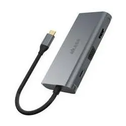 Akasa USB Type-C 9-In-1 Dock (USB-C, 9 Ports), Dockingstation + USB Hub, Schwarz