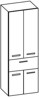 Artiqua 400 Hochschrank, Weiß Hochglanz, 400-HTL-1-60-7016-68 400-HTL-1-60-7016-68