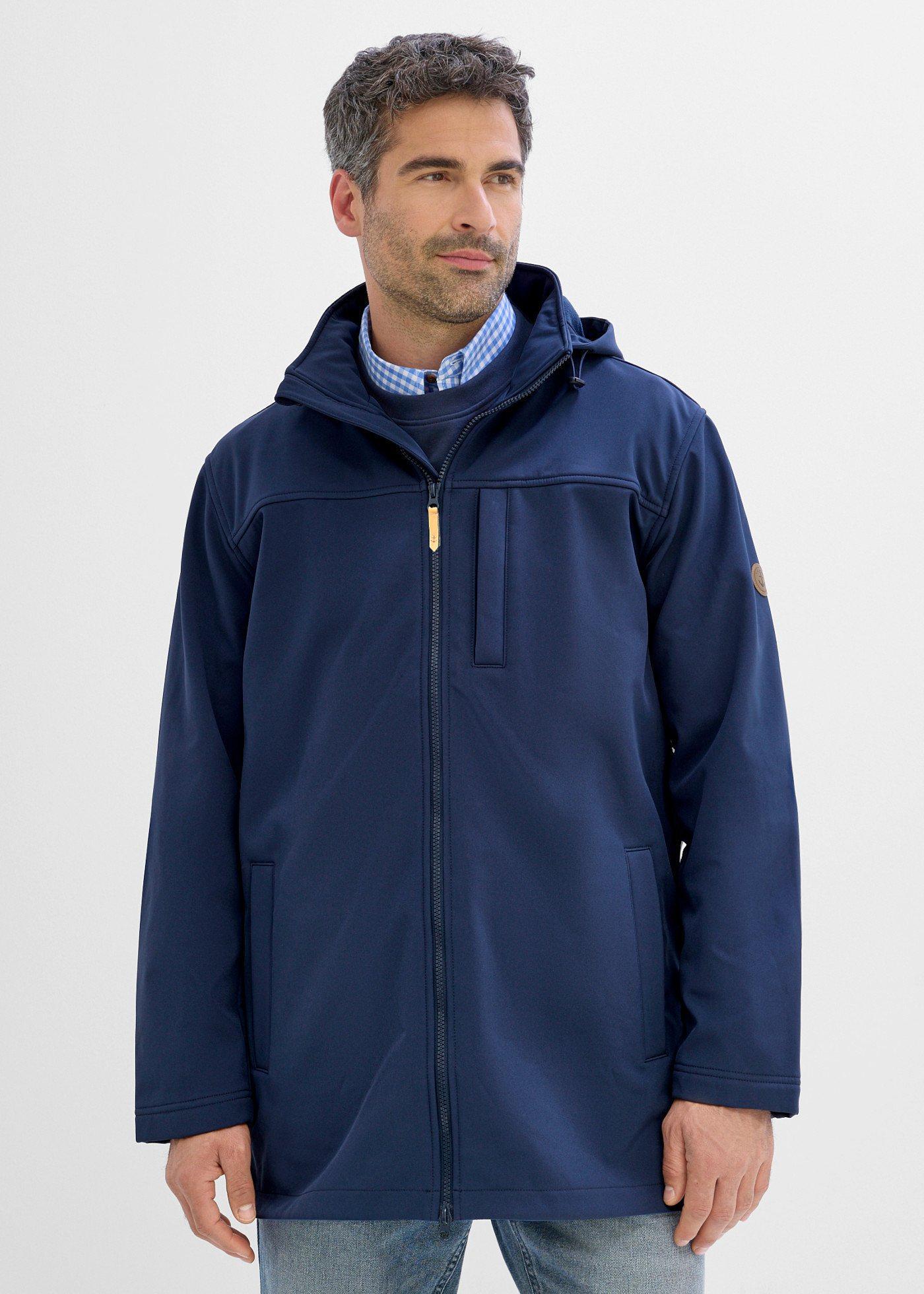 bonprix Wasserabweisender Softshell-Parka, blau, Gr.52/54 (L), moderner, längerer Softshell-Parka, aus Softshell