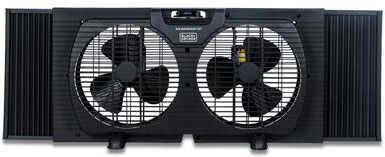 Black & Decker 9"" Dual Window Fan for Window Screen with 2 Speed Settings, Twin Window Fan, Black"