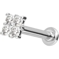 14 Karat Gold Labret mit Push Fit MOISSANIT-QUADRAT