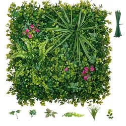 VEVOR Künstliche Hecke 50x50 cm 12-tlg. Set, Pflanzenwand im 3D-Paneelstil, PE-Sichtschutz, Sichtschutzzaun, Heckenzaun, Kunstpflanzen Balkonverkleidung für Hochzeiten, Außengärten, Hinterhöfe