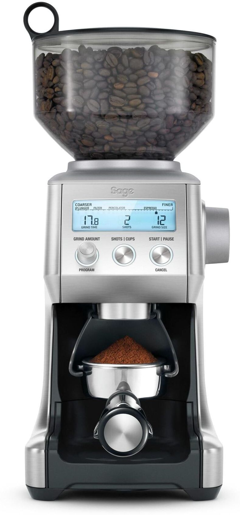 SAGE Kaffeemühle "Smart Grinder Pro", silber (silberfarben, schwarz), B:22cm H:38cm T:22cm, Kaffeemühlen, Kaffeemühle silberfarben, schwarz Einheitsgröße