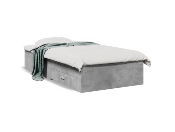 PUGYNBK Bett mit Schubladen, Holz, Technik, Grau, Beton, 90 x 200 cm Lattenrost inklusive, integrierte Aufbewahrung, robust und stabil, Matratze nicht im Lieferumfang enthalten