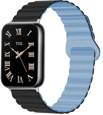 Everyday Crate Xiaomi Band 10 Pro Redmi Watch 6 5 Magnetic Silicone Watch Band With Reverse Buckle Two Color Strap black+lake Blue