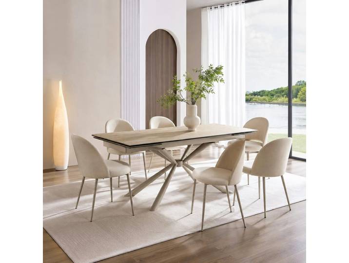 Table Céramique Extensible Effet Chêne 180-260 Cm Lugano