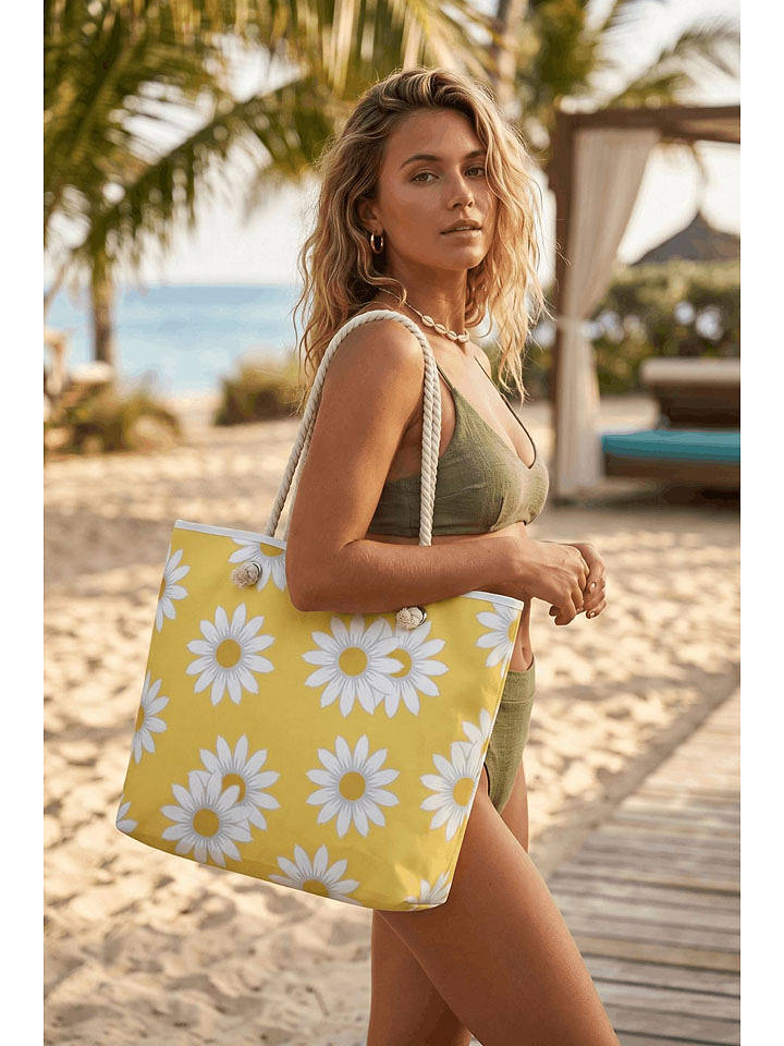 Lucky Bees Strandtasche in Gelb - (B)56 x (H)35 x (T)15 cm - onesize