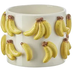 HOME STORY Übertopf Bananen   ¦ weiß ¦ Dolomite ¦ Maße (cm): H: 11,4  Ø: 15.5