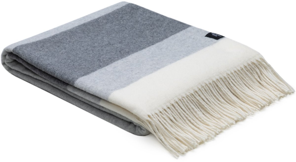 WOOOL Plaid Cashmere Stripe Grijs 140 x 200 cm - Kasjmier Wol