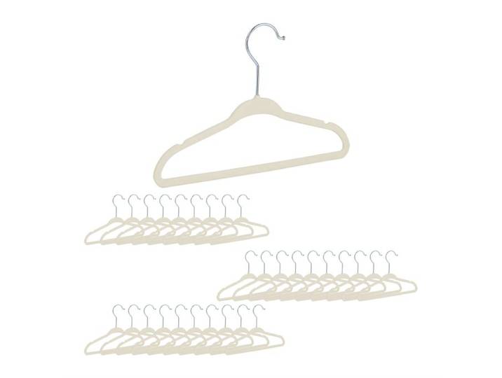 Relaxdays 120 x Kinderkleiderbügel Samt beige